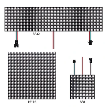 5V WS2812B Led Modulis 8x8 8x32 16x16 Maza Ekrāna Matricas Pikseļu Diožu Apgaismojums Individuāli Adresējama Led Displeja Valdes DIY