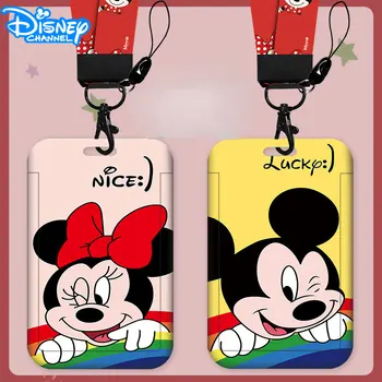 Jaunu Disney Anime Akreditācijas Turētāju Kawaii Mickey Mouse Metro Kartes Īpašniekiem Keychain Minnie Studentu Pilsētiņas Siksniņa Kartes Turētājs
