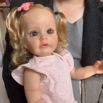 55cm Sue-sue Cute Princese Pilna Ķermeņa Silikona Montāža Atdzimis Baby Toddler Meitene Lelle Puses-sīki Krāsotas Sakņojas Matu Rotaļlietas