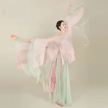 Klasiskā dejotāju sniegumu kostīmi šifona jaciņa prakses deju apģērba ķermeņa ritma ilgi ārējā Ķīnas tautas deju stilu