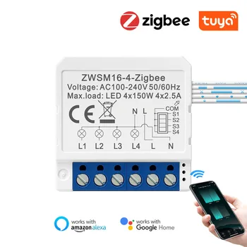Zigbee Tuya Smart Gaismas Slēdzi Moduli,kas Nav Neitrāla, Stieple 2 Veidi, kā Kontrolēt Mini DIY Breaker Darbu Alexa, google home