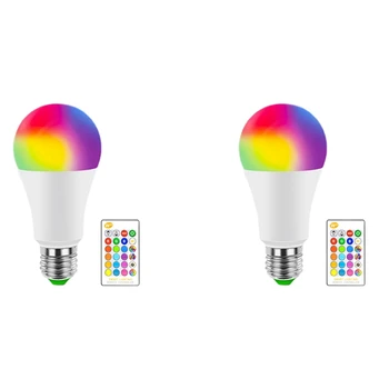 2X E27 Smart Kontroles Lampa LED RGB Gaismas Intensitāti 7W RGBW LED Lampas, Krāsains Mainot Spuldzes LED Lampada RGBW Balts