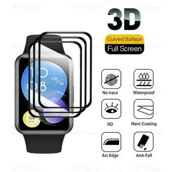 1-2gab 3D Izliekta, Mīksta Malas Stikla Huawei Skatīties uzstādīt 2 Smartwatch Ekrāna Aizsargs Filmu Hawei Huwei Fit2 uzstādīt 2 Kino Piederumi