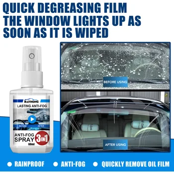 3-in-1 60ml Anti-miglas Aģents Auto Defogger Aģents Spray Auto stiklu Vējstikla Brilles Tīrītājs Antifogging Aģents