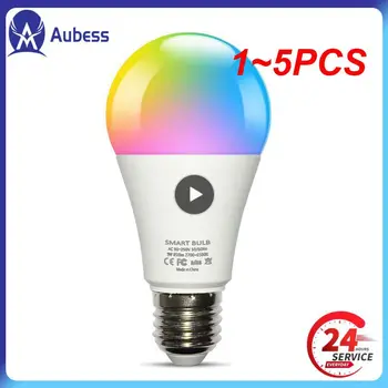1~5GAB Tuya Zigbee Smart Light E27 LED Gaismas Spuldze RGB+WW+CW Regulējamas, Gudru Dzīvi Balss Vadība Darbojas ar Alexa Mājas