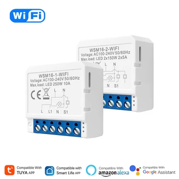 1/2/3/4 Banda Tuya WiFi Smart Mini Switch Module DIY 2-Way Remote Control Gaismas Slēdzis Strādā Ar Alexa, Google Home Smartlife APP