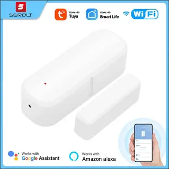 Tuya WiFi Durvju Logu Sensors, Smart Mājas Bezvadu Durvis Atvērtas / Aizvērtas Detektoru Smart Dzīves Kontroli, Izmantojot Alexa Mājas
