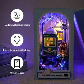 DIY Koka Namiņš Zemūdens Vilcienu Modelis Grāmatu Nook Bookend Miniatūru Mēbeles Komplekts Montēt Rotaļlietas, Bērnu Dzimšanas dienas Dāvanu Casa